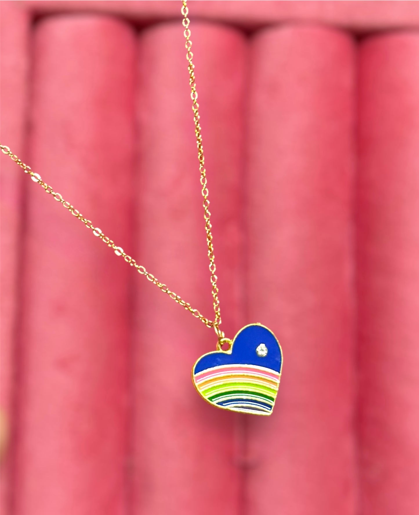 Beautiful Multicolored Heart Pendant Necklace Chain
