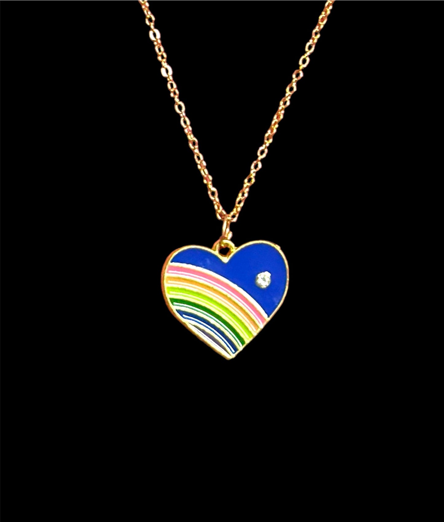 Beautiful Multicolored Heart Pendant Necklace Chain