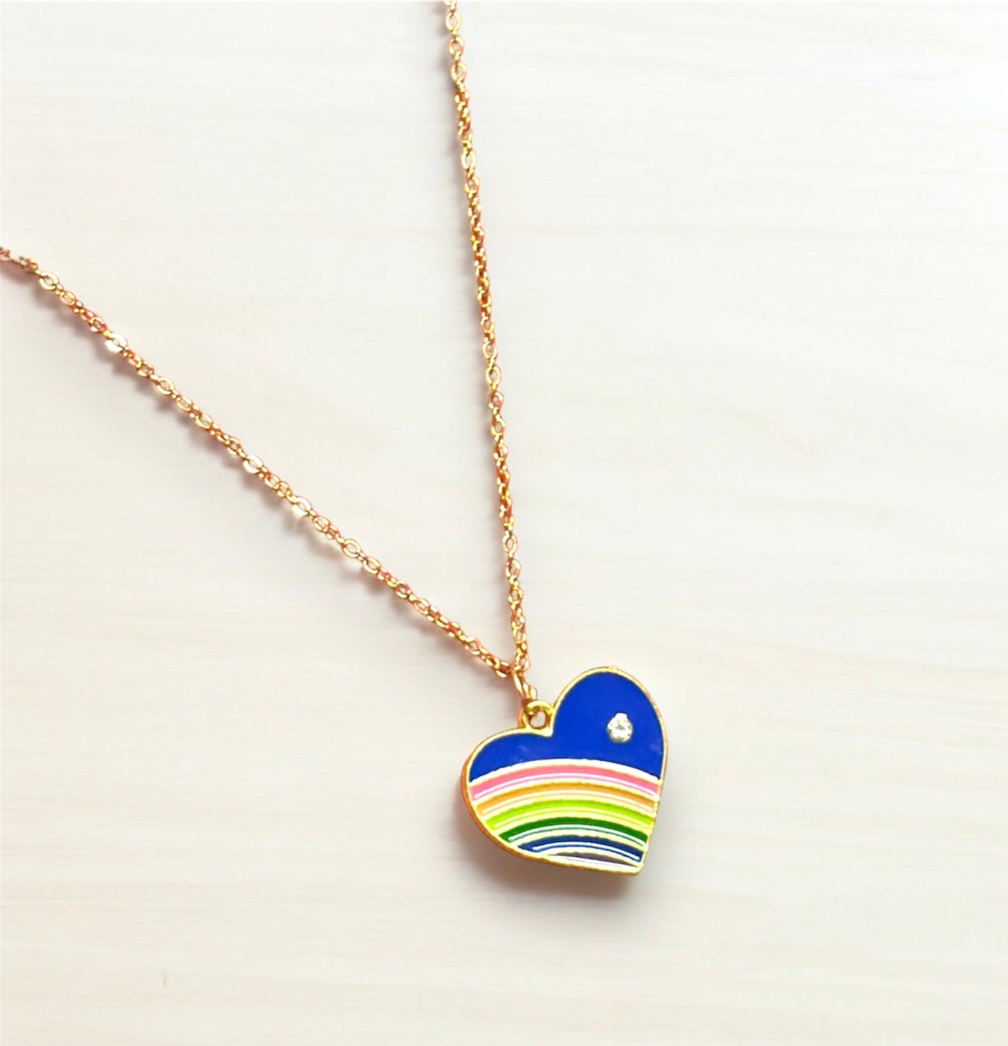 Beautiful Multicolored Heart Pendant Necklace Chain