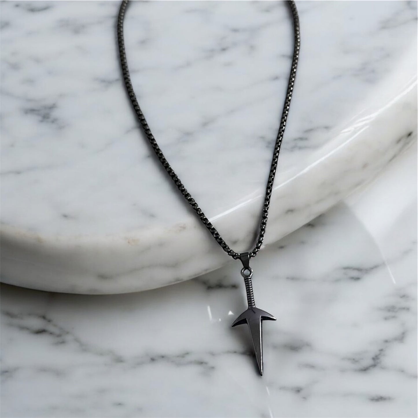 Minimal Sword Style Necklace Pendent Chain