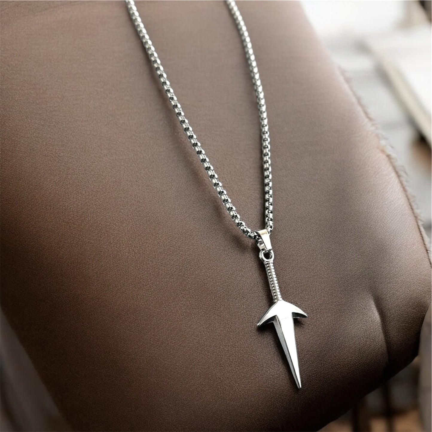 Minimal Sword Style Necklace Pendent Chain