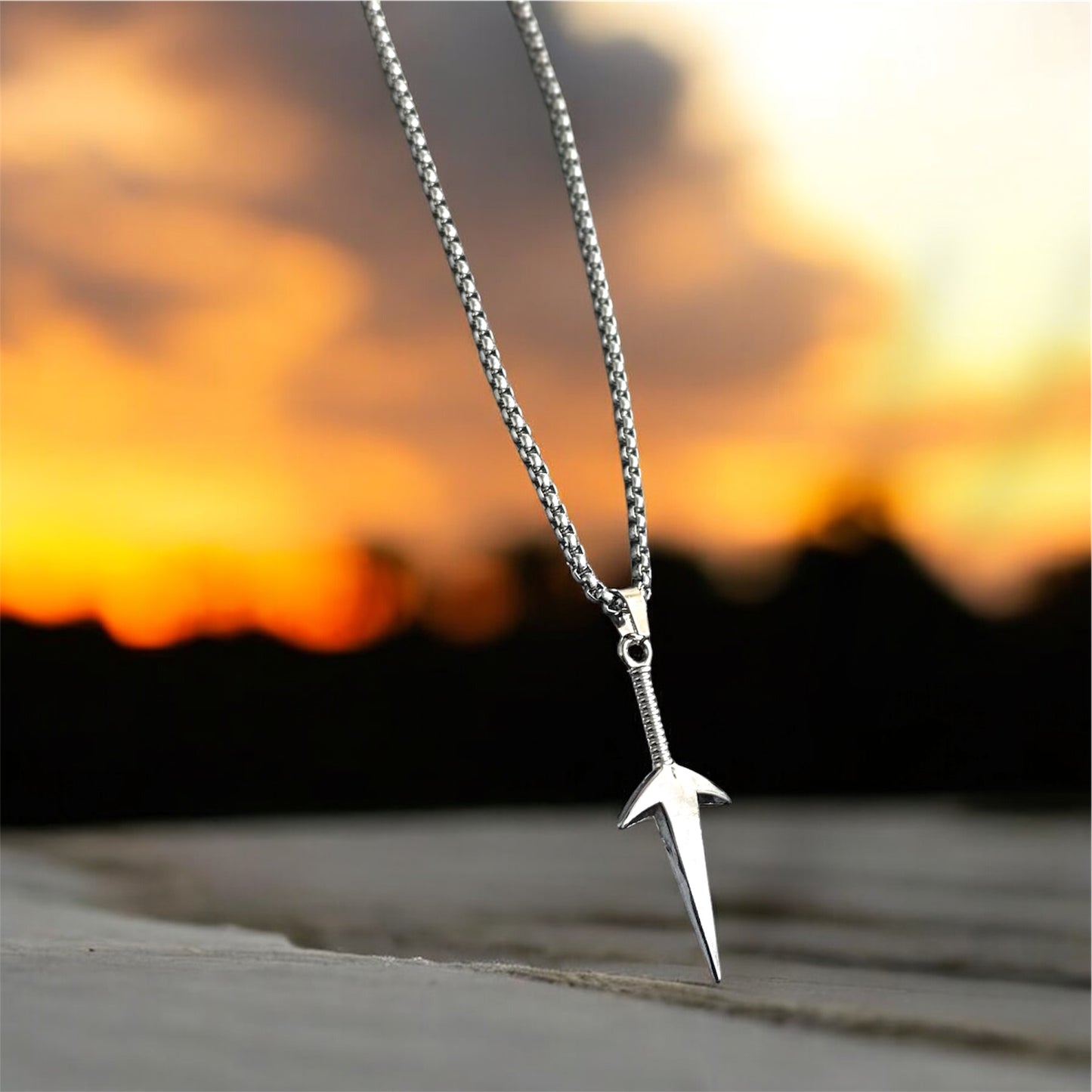 Minimal Sword Style Necklace Pendent Chain