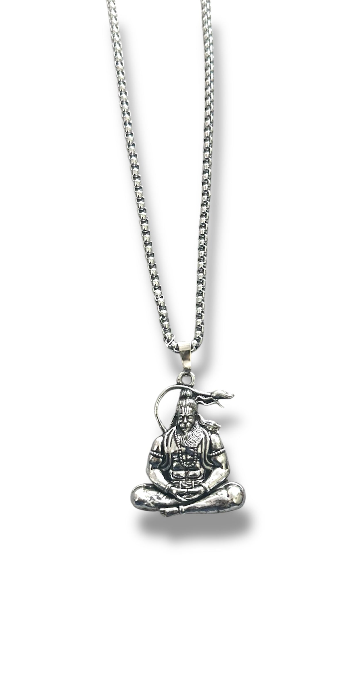Lord Hanuman Ji Inspired Meditating Pose Sitting Pendent Necklace Chain