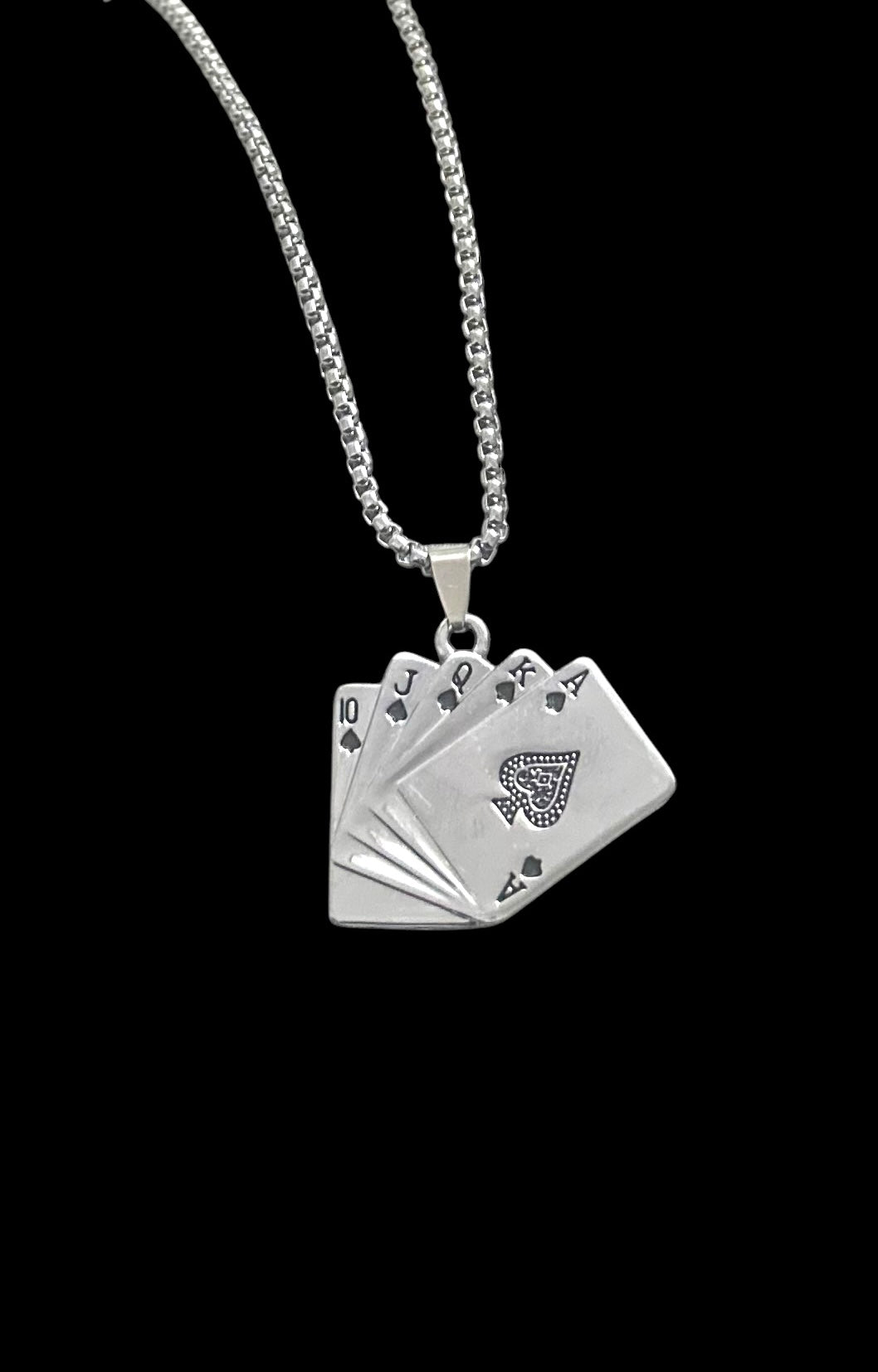 Cards Deck Style Western Stainless Steel Necklace Pendent Chain