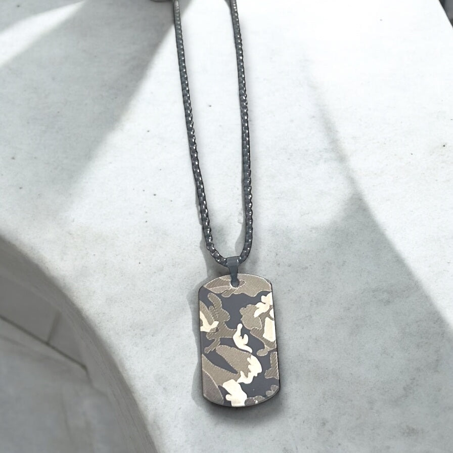 Camouflage Green Western Stainless Steel Necklace Pendent Chain
