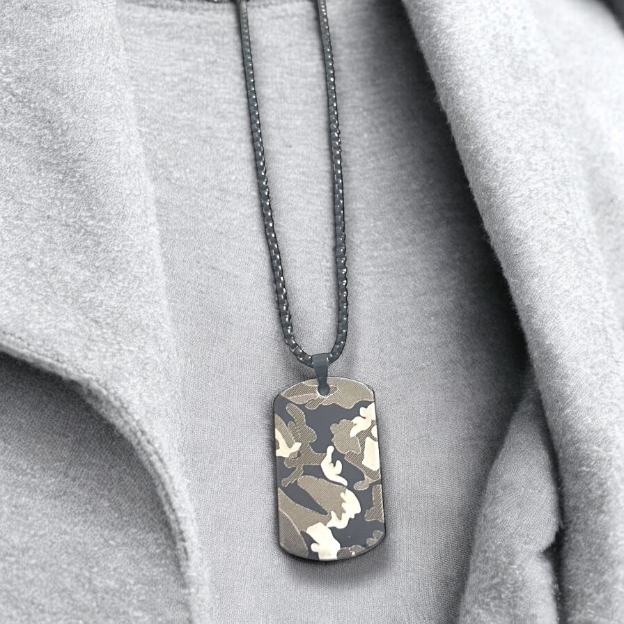 Camouflage Green Western Stainless Steel Necklace Pendent Chain