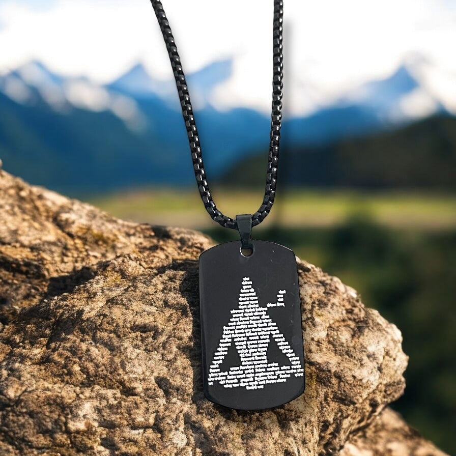 Mahadev Shivji Names Digitally Micro Carved Black Stainless Steel Necklace Pendent Chain