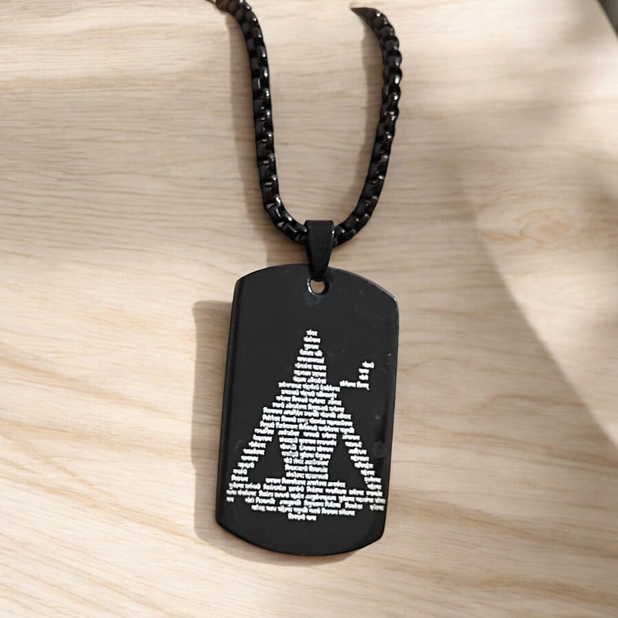 Mahadev Shivji Names Digitally Micro Carved Black Stainless Steel Necklace Pendent Chain