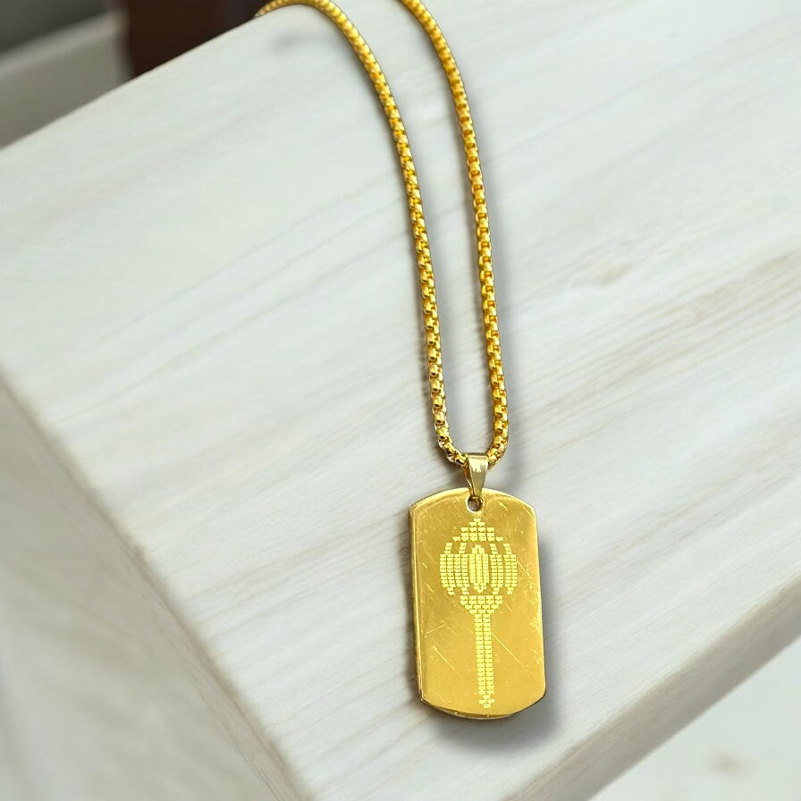 Micro Carved Ram-Ram Gada Digitally Stainless Steel Necklace Pendent Chain