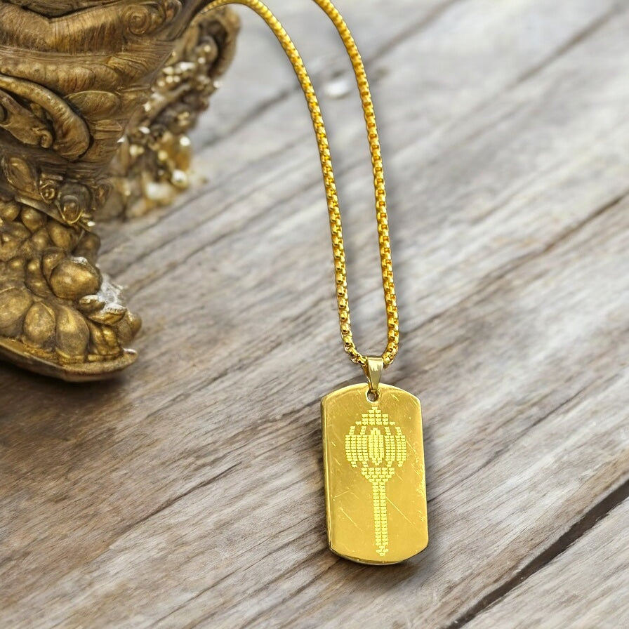 Micro Carved Ram-Ram Gada Digitally Stainless Steel Necklace Pendent Chain