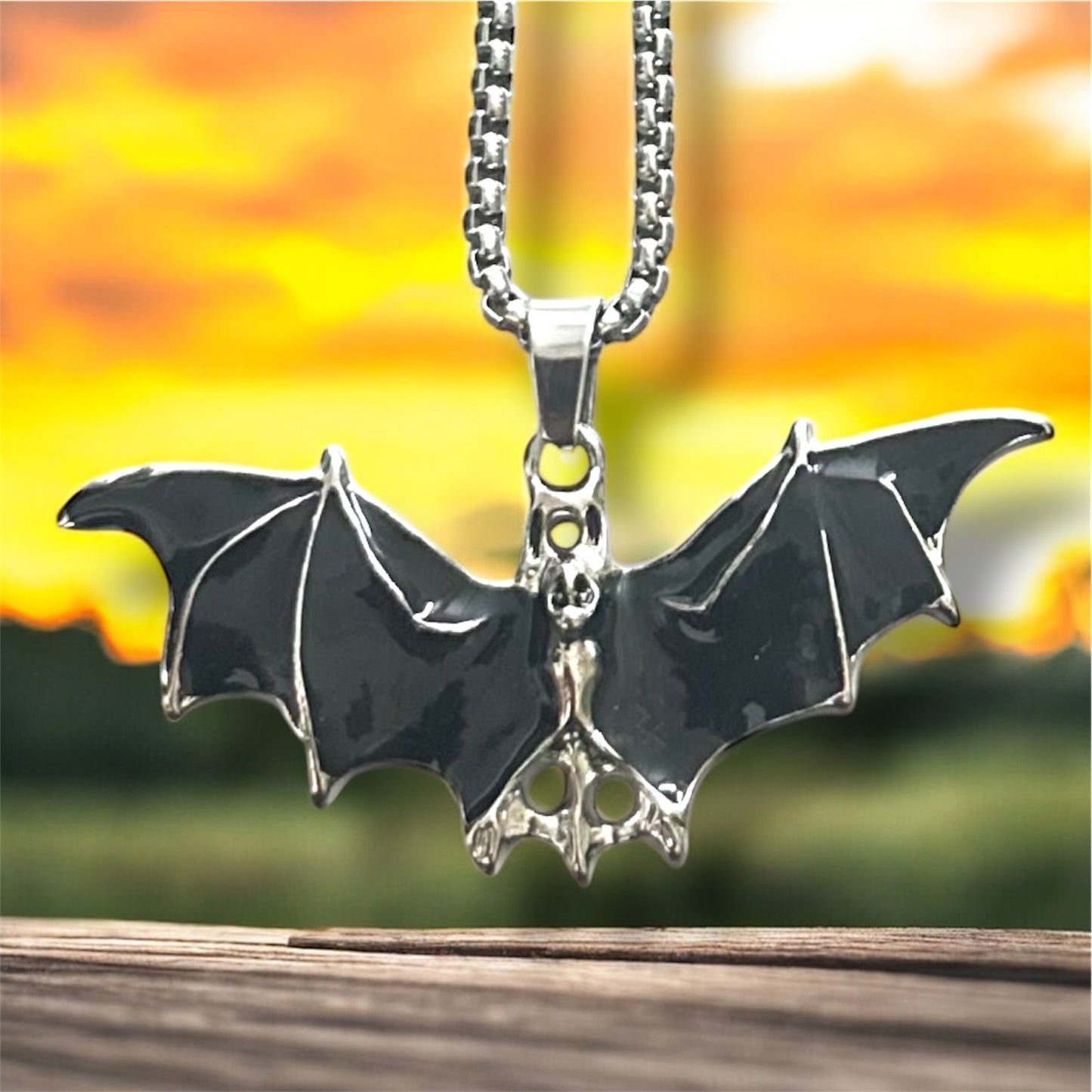 Gothic Bat Pendant Necklace for Men & Women | Dark Aesthetic Stainless Steel Chain | Unisex Statement Jewelry