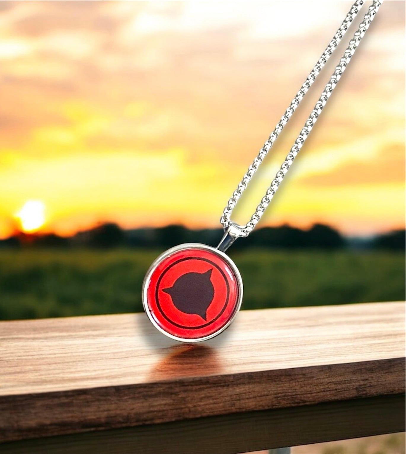 Akatsuki Cat Eye Necklace – Red Anime Pendant for Naruto Fans | Unisex Chain