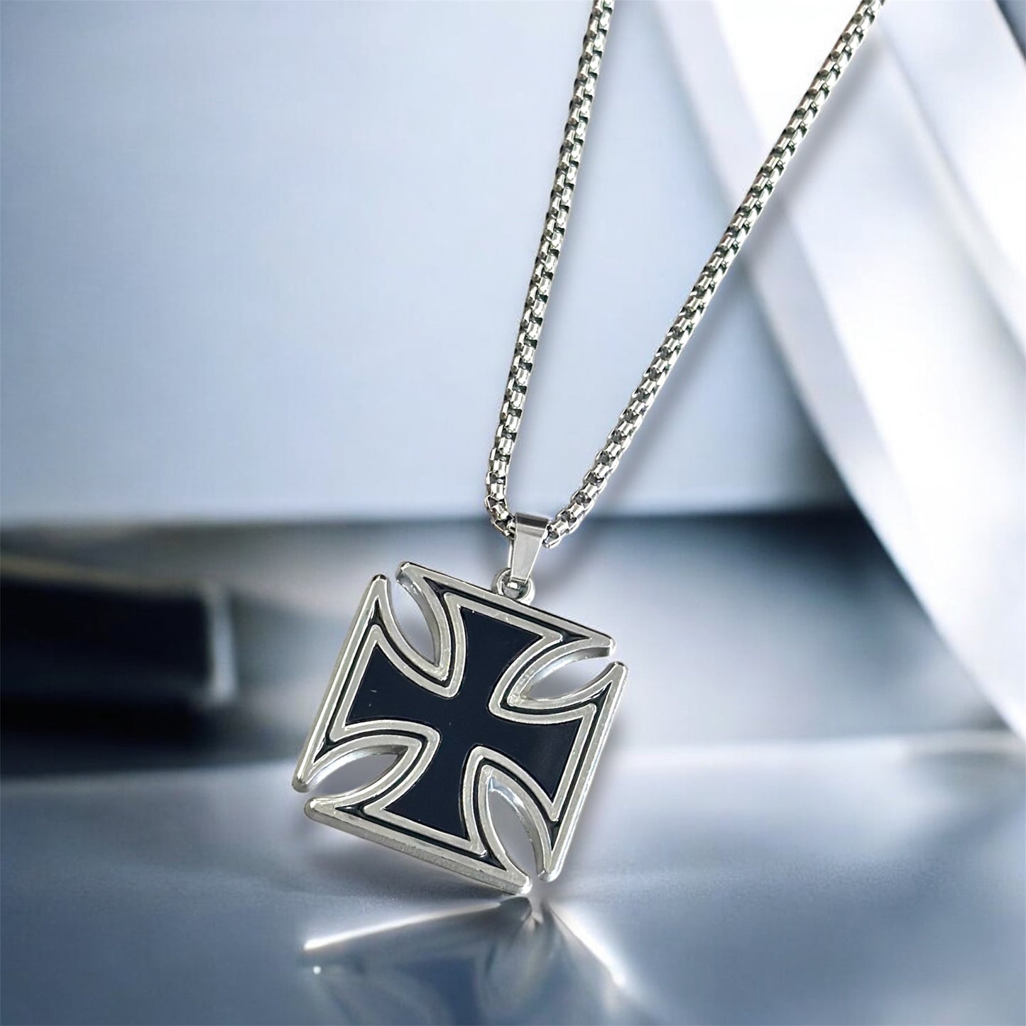 Black Cross Pendant Necklace – Bold Gothic Jewelry for Men