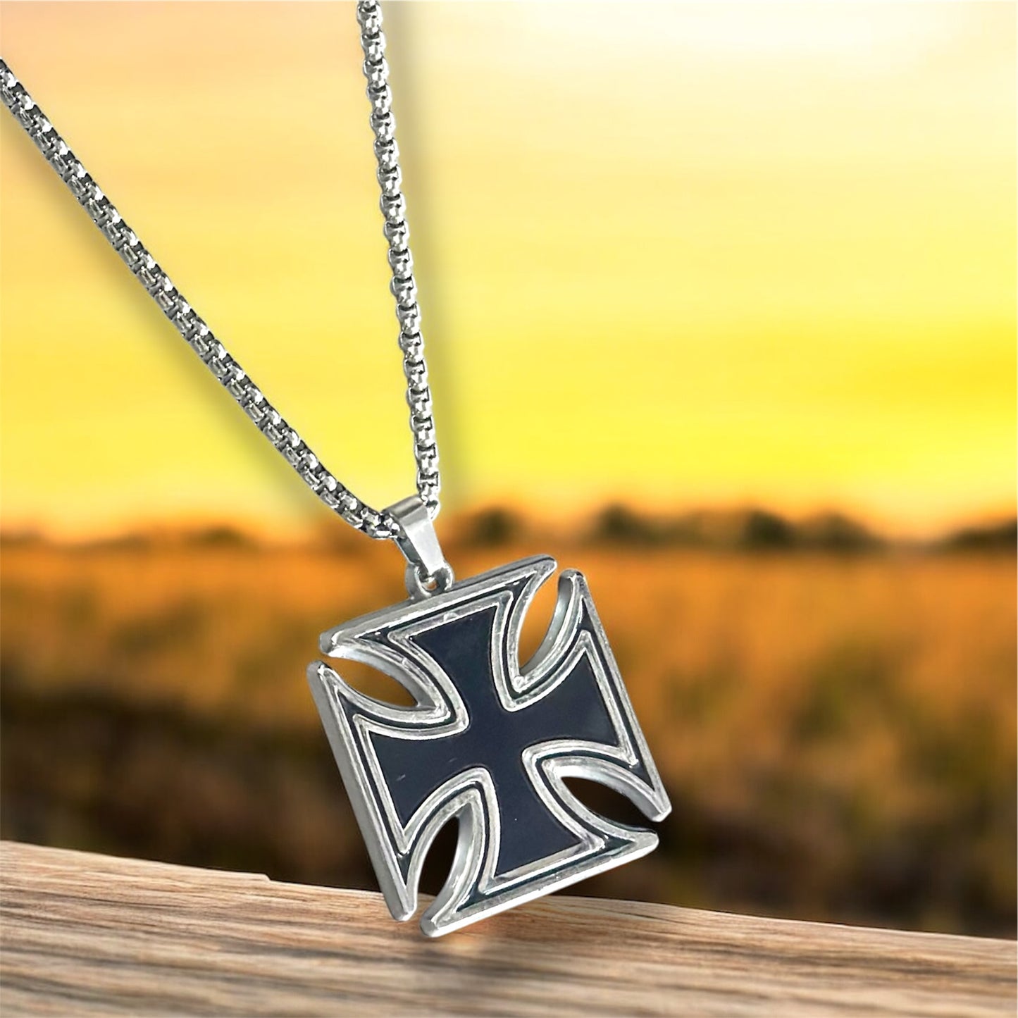 Black Cross Pendant Necklace – Bold Gothic Jewelry for Men