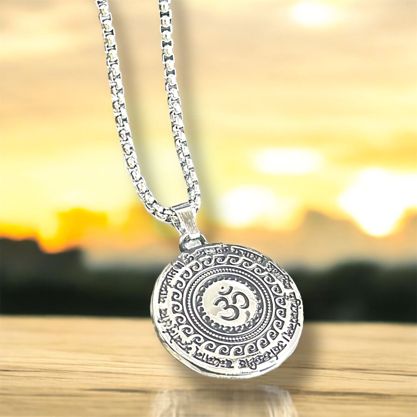 Sacred Om Symbol Pendant Necklace – Antique Silver Finish Spiritual Amulet for Men & Women