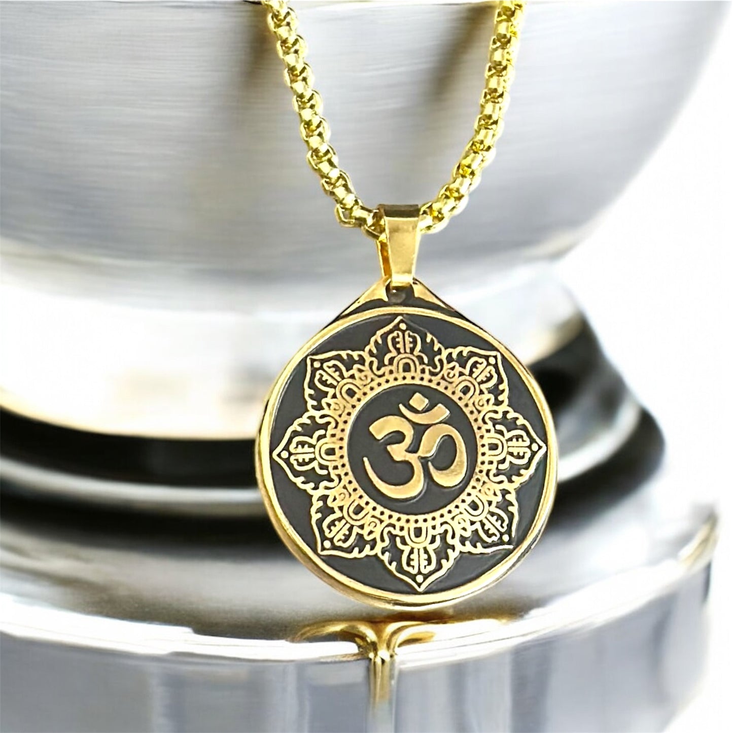 Om Pendant Necklace with Mandala Design – Spiritual Jewelry for Men & Women