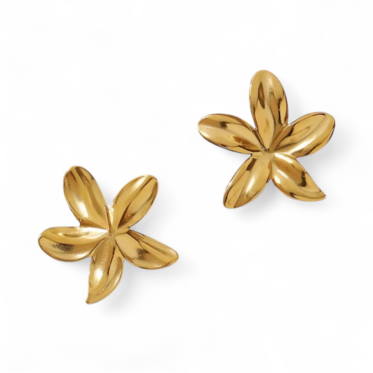 Anti Tarnish Stainless Steel Golden Petal Flower Earrings – Bold, Lightweight & Statement Style