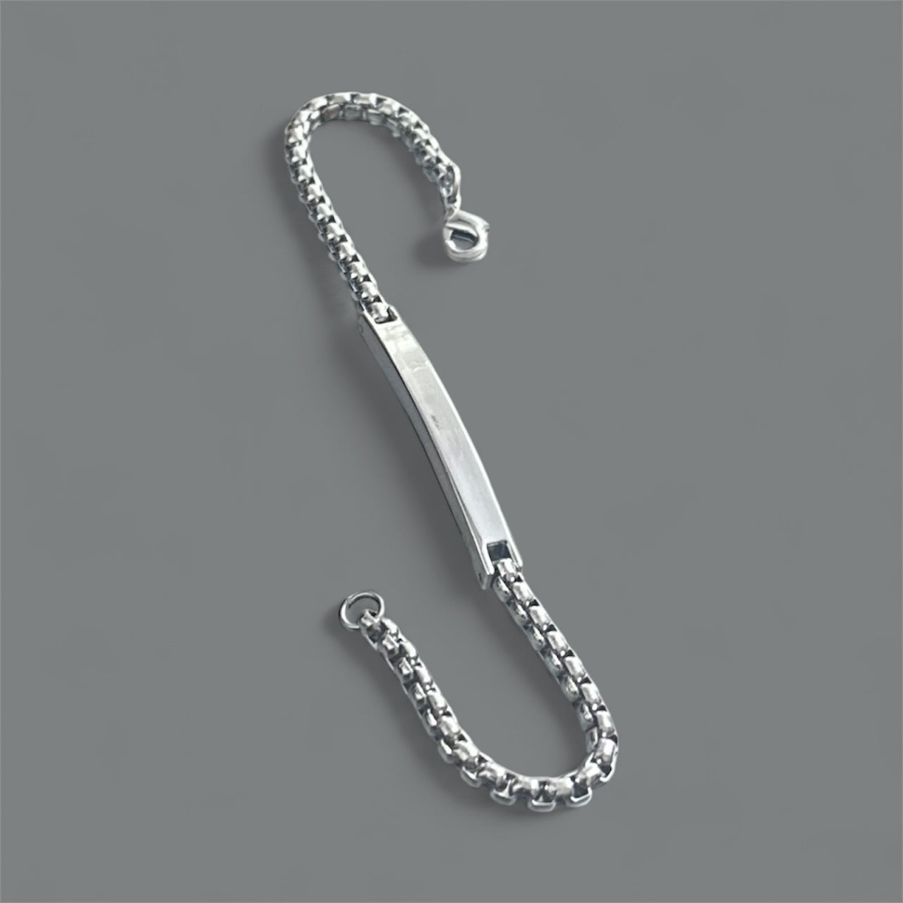 Men’s Silver Colored ID Bracelet – Engravable Chain Bracelet