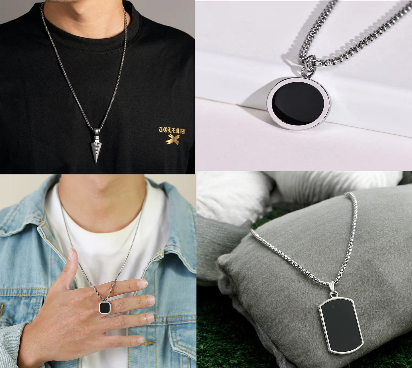 Combo Gift set of 4 Necklace Pendant Chain With Lobster Claw Closure