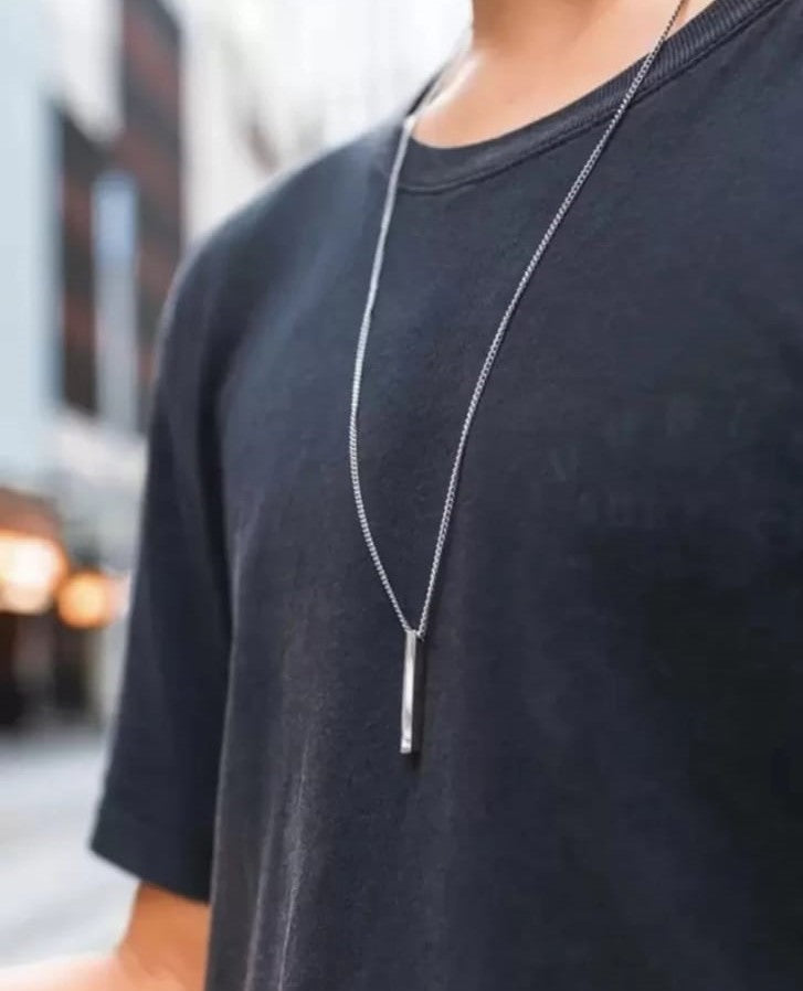 Minimal Design Bar Long Necklace Pendant Chain