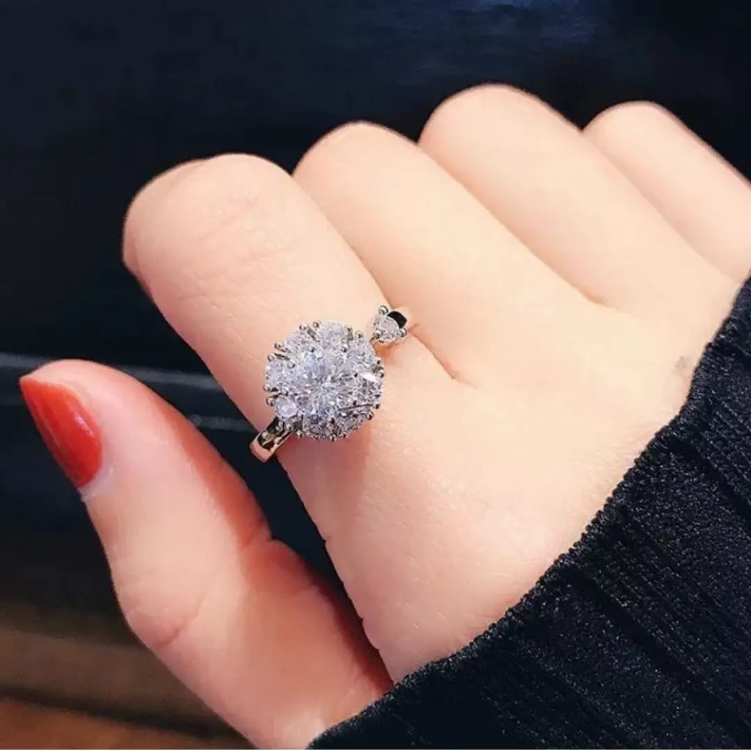 Premium CZ Stones Studded Adjustable Size Anti Anxiety Spinny Hand Finger Ring For Women and Girls