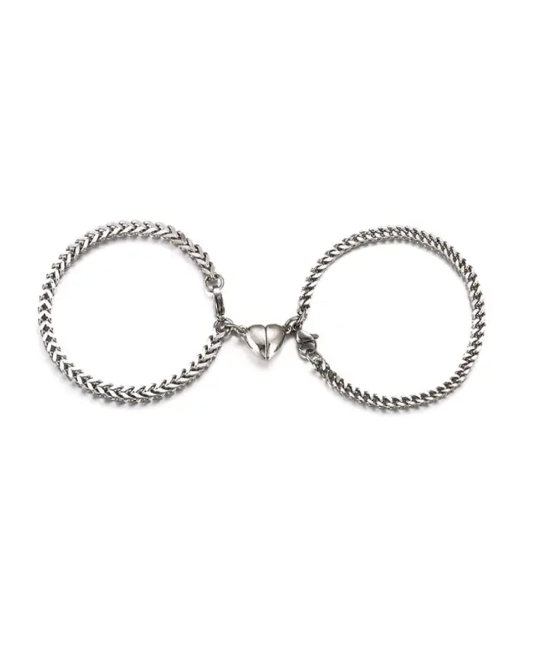 Couple Love Friendship Magnetic Heart Stainless Steel Hand Bracelet