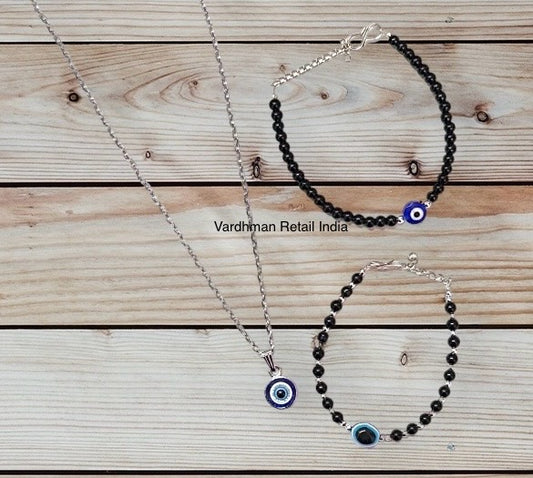 Divine Protection: Evil Eye Metal Bracelet and Pendant