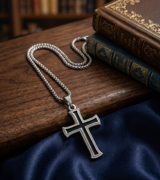 Classic Black Cross Pendant Necklace for Men & Women | Stainless Steel Unisex Chain Pendant | Gothic Streetwear Jewelry