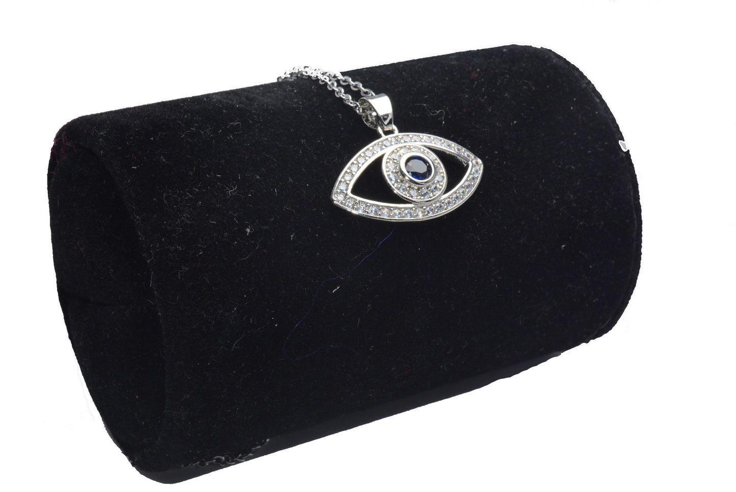 Blue Stone Studded AD Evil Eye Necklace Chain Pendant