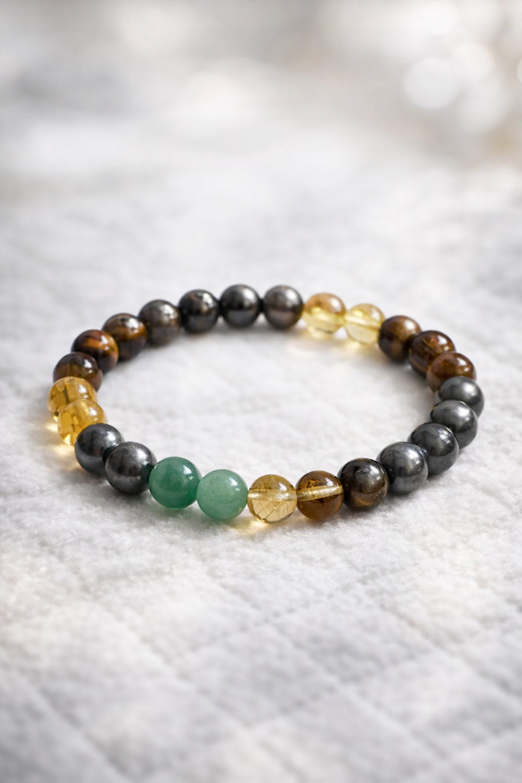 Wealth & Success Crystal Bracelet – Pyrite, Citrine, Tiger Eye & Green Aventurine | Money & Prosperity Bracelet