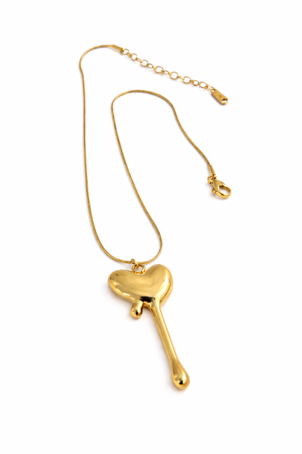 Gold Dripping Heart Pendant Necklace – Trendy Minimalist Love Necklace for Women