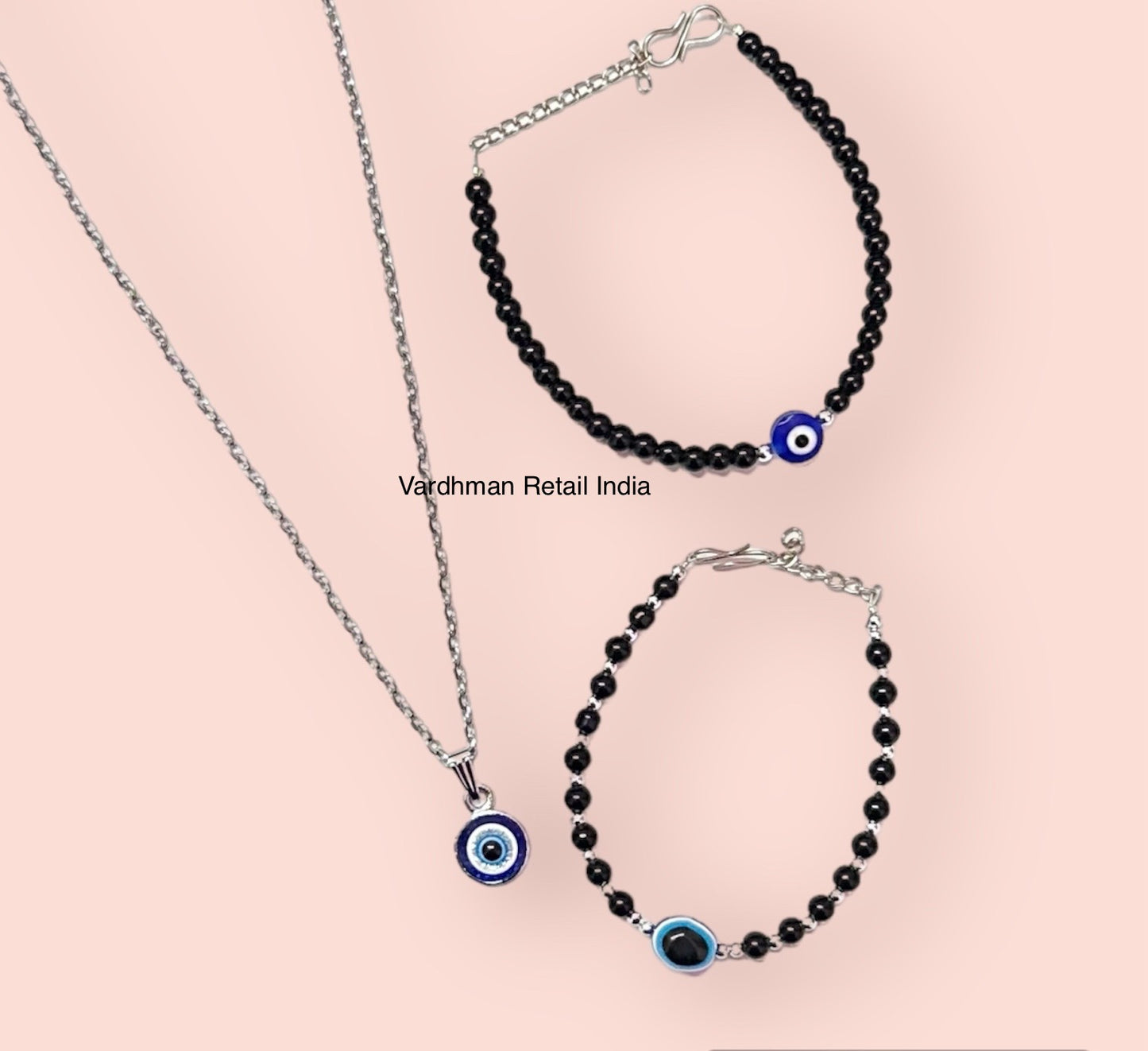 Divine Protection: Evil Eye Metal Bracelet and Pendant