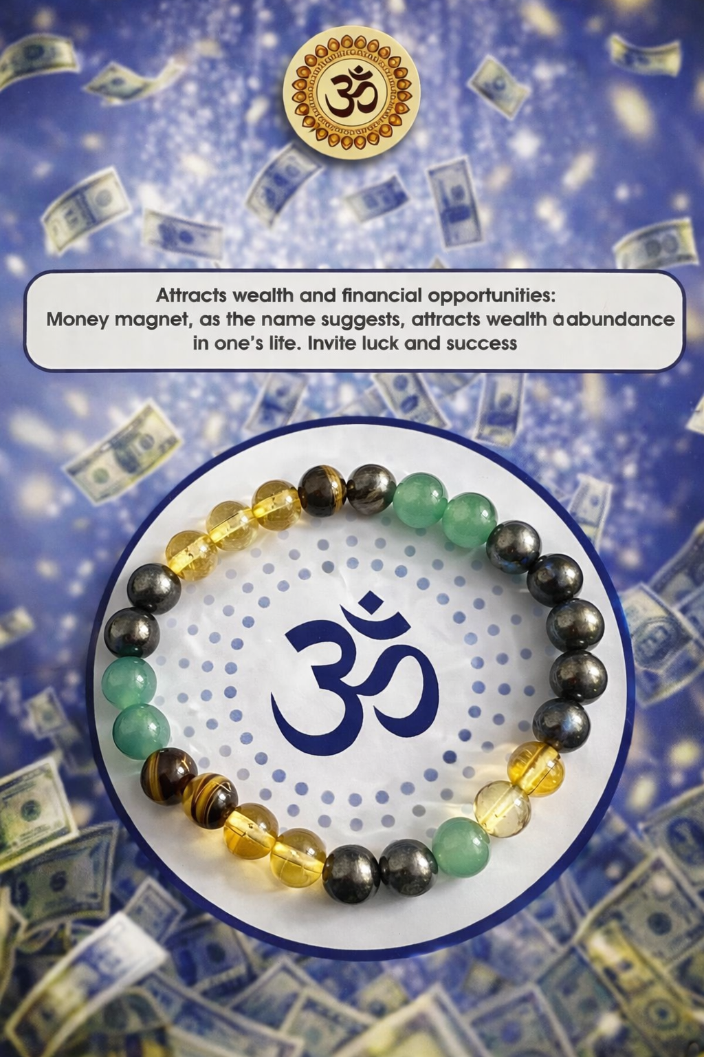 Wealth & Success Crystal Bracelet – Pyrite, Citrine, Tiger Eye & Green Aventurine | Money & Prosperity Bracelet