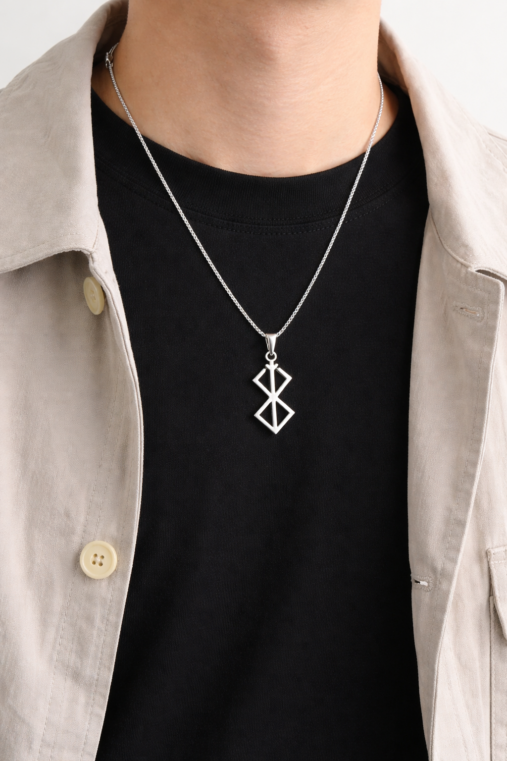 Geometric Cross Pendant Necklace – Stainless Steel Minimalist Chain (Unisex)