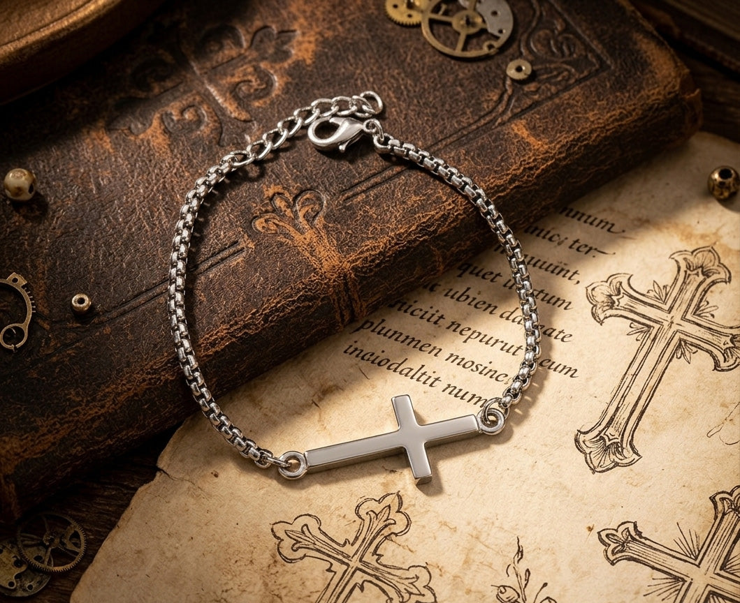 Men's Cross Bracelet | Religious Cross Chain Bracelet for Men