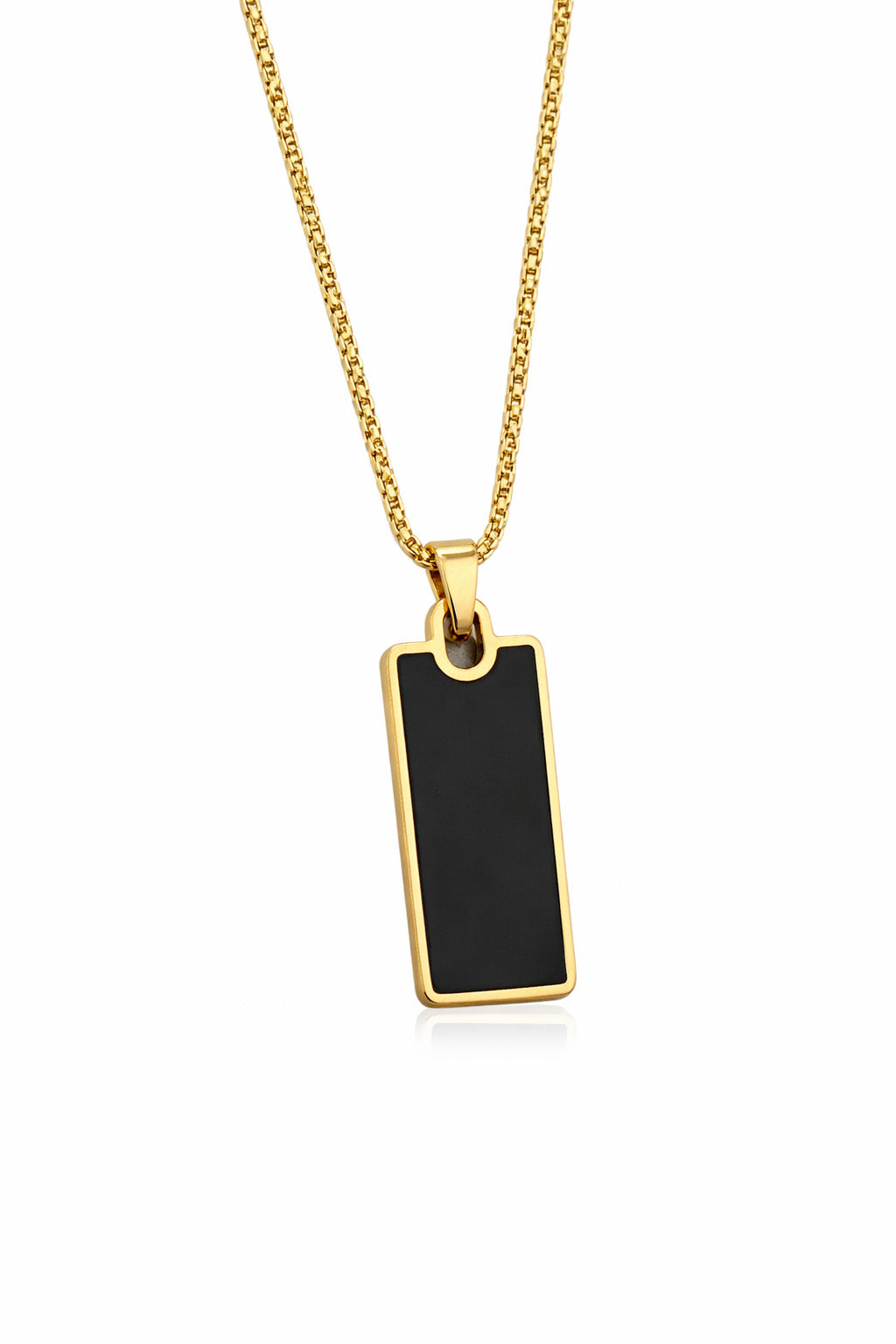Minimal Black Rectangle Pendant Necklace (Gold Plated Stainless Steel | Unisex | Anti-Tarnish)