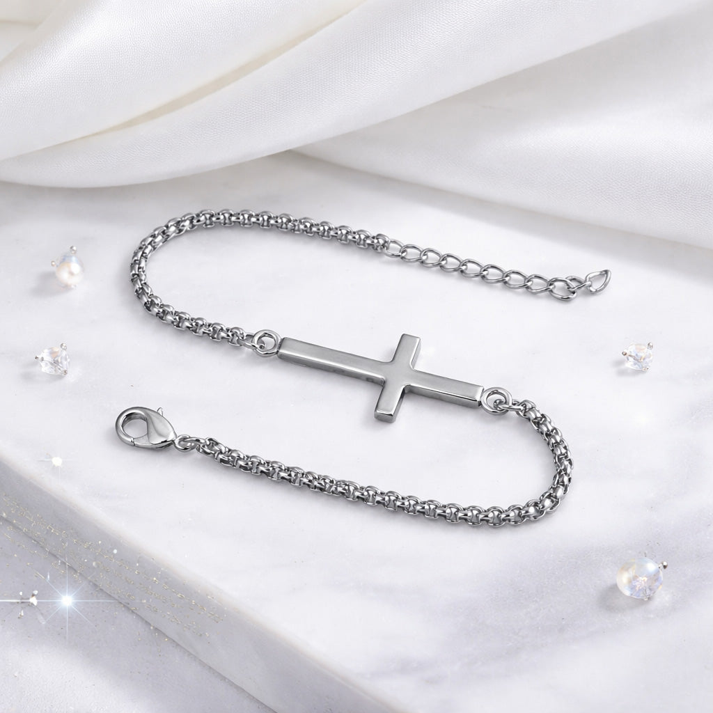 Men's Cross Bracelet | Religious Cross Chain Bracelet for Men