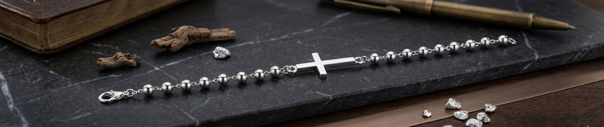 Men's Cross Bracelet | Religious Cross Chain Bracelet for Men