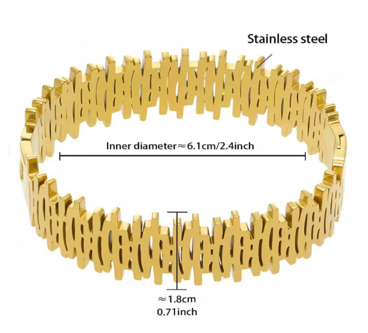 Geometric Architectural Gold Plated Bangle Bracelet – Textured Statement Cuff Bracelet