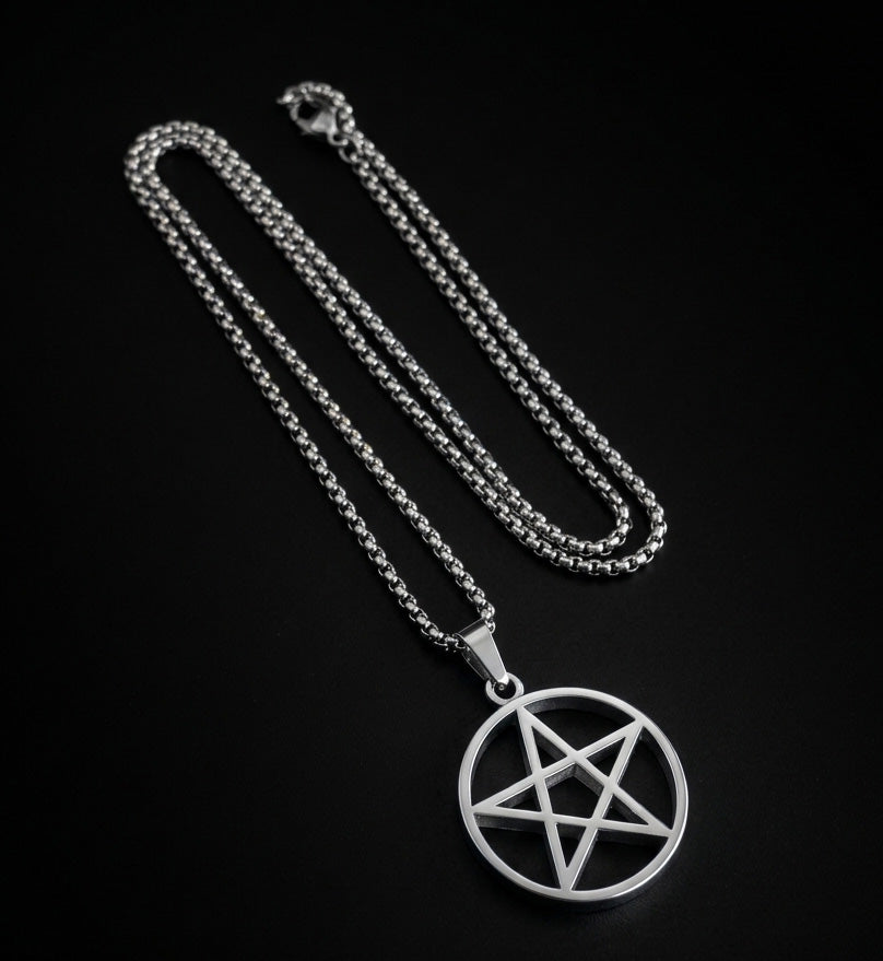 Pentagram Star Pendant Necklace – Stainless Steel Gothic Chain (Unisex)