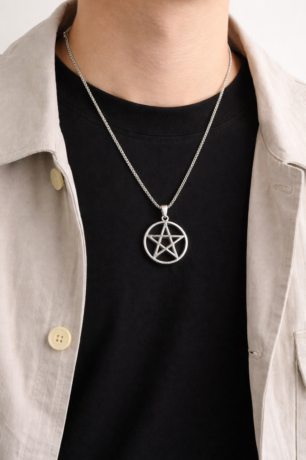 Pentagram Star Pendant Necklace – Stainless Steel Gothic Chain (Unisex)