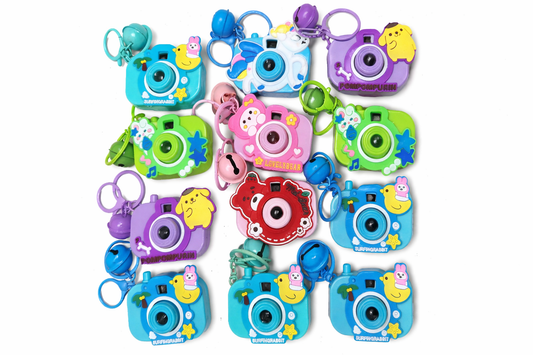 Mini Toy Camera Keychain with Vibrant Cartoon Projection | Cute Multi-Character Pocket Projector Fun Accessory | Random Colors and Characters