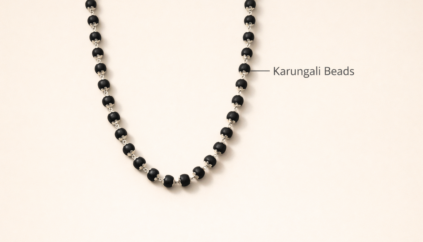 Karungali Beads Necklace for Men | Original Ebony Wood Spiritual Mala | Traditional Black Bead Chain