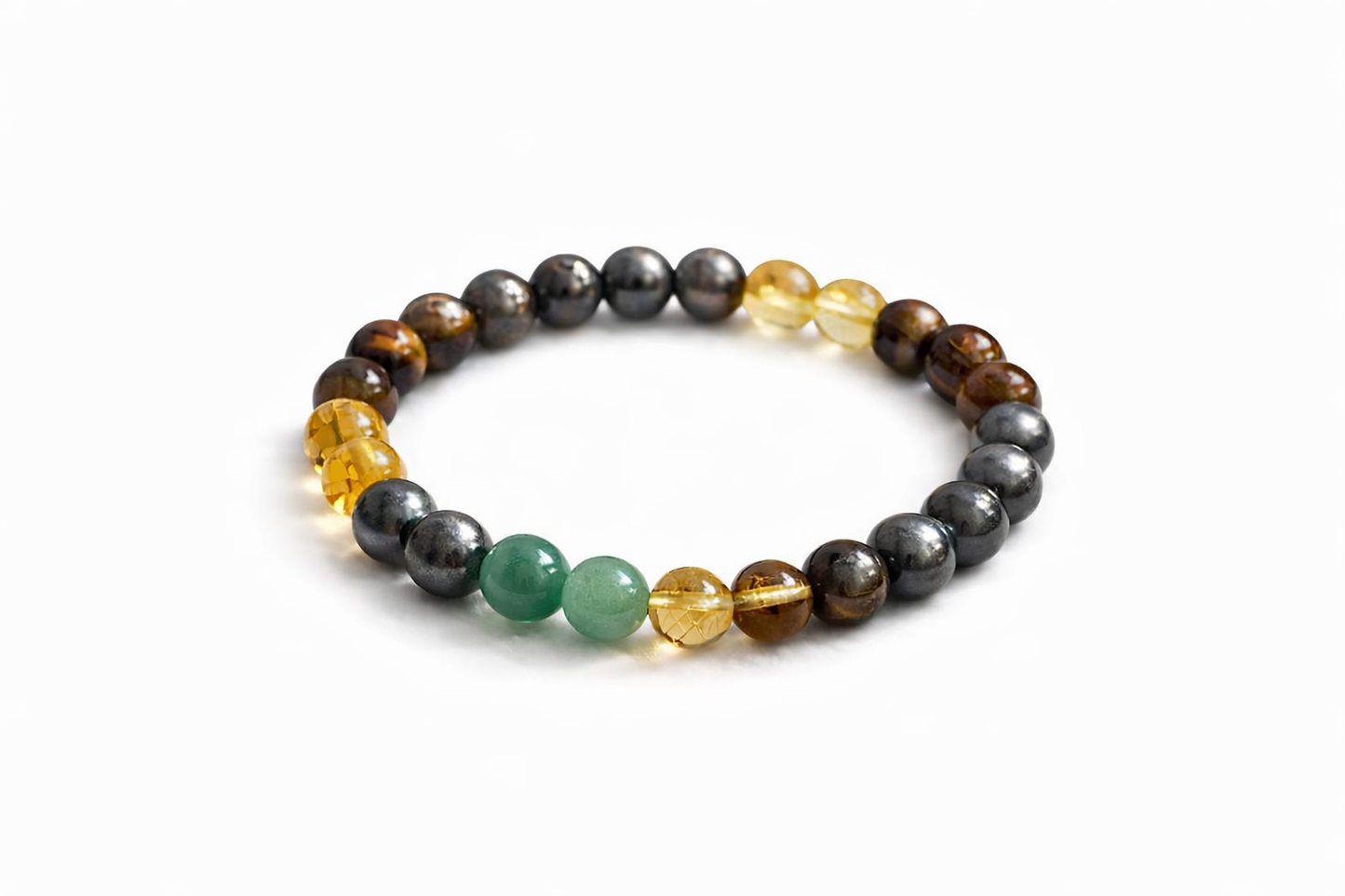 Wealth & Success Crystal Bracelet – Pyrite, Citrine, Tiger Eye & Green Aventurine | Money & Prosperity Bracelet