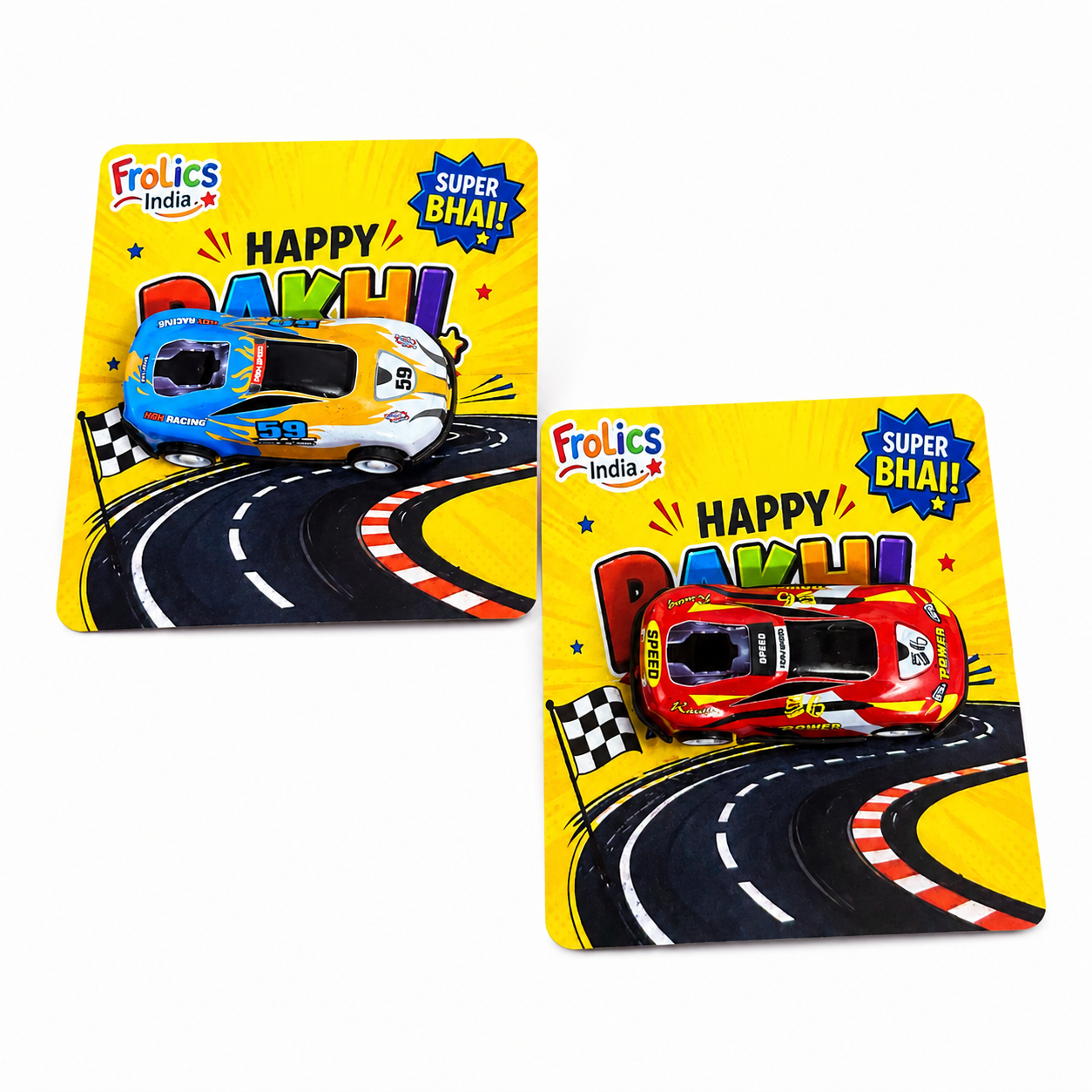 Push Back Toy Car Rakhi for Brother | Racing Car Rakhi with Premium Greeting Card | Reusable Rakhi Gift | Fun Raksha Bandhan Gift for Kids & Brothers