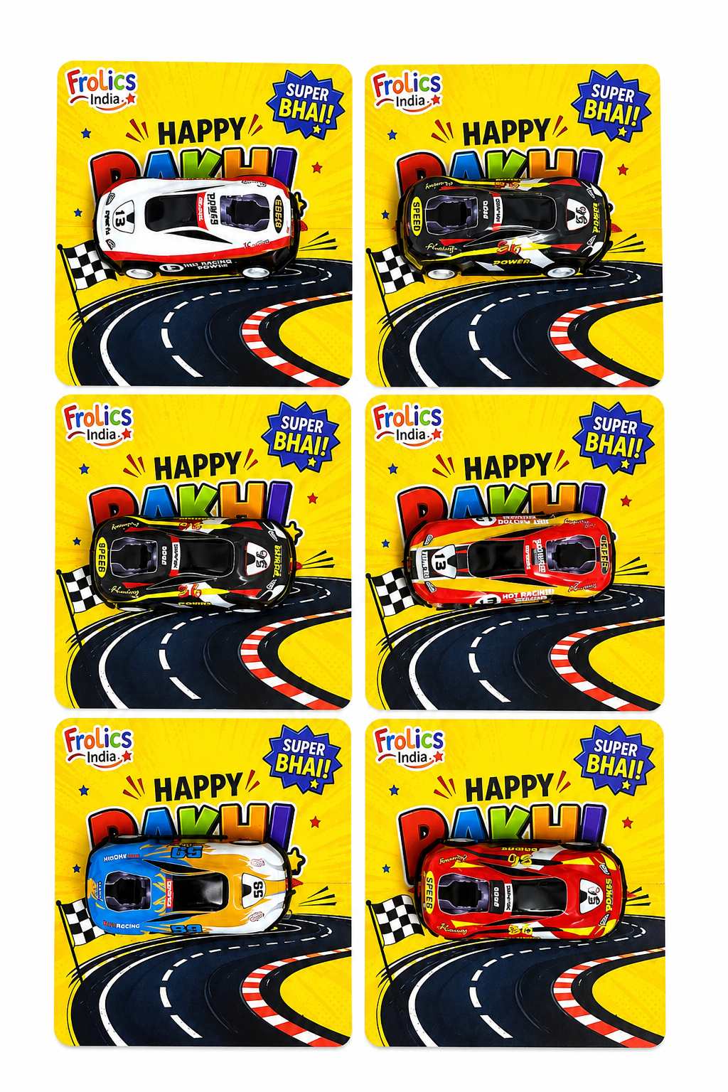 Push Back Toy Car Rakhi for Brother | Racing Car Rakhi with Premium Greeting Card | Reusable Rakhi Gift | Fun Raksha Bandhan Gift for Kids & Brothers