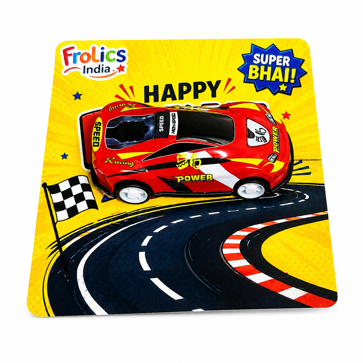Push Back Toy Car Rakhi for Brother | Racing Car Rakhi with Premium Greeting Card | Reusable Rakhi Gift | Fun Raksha Bandhan Gift for Kids & Brothers