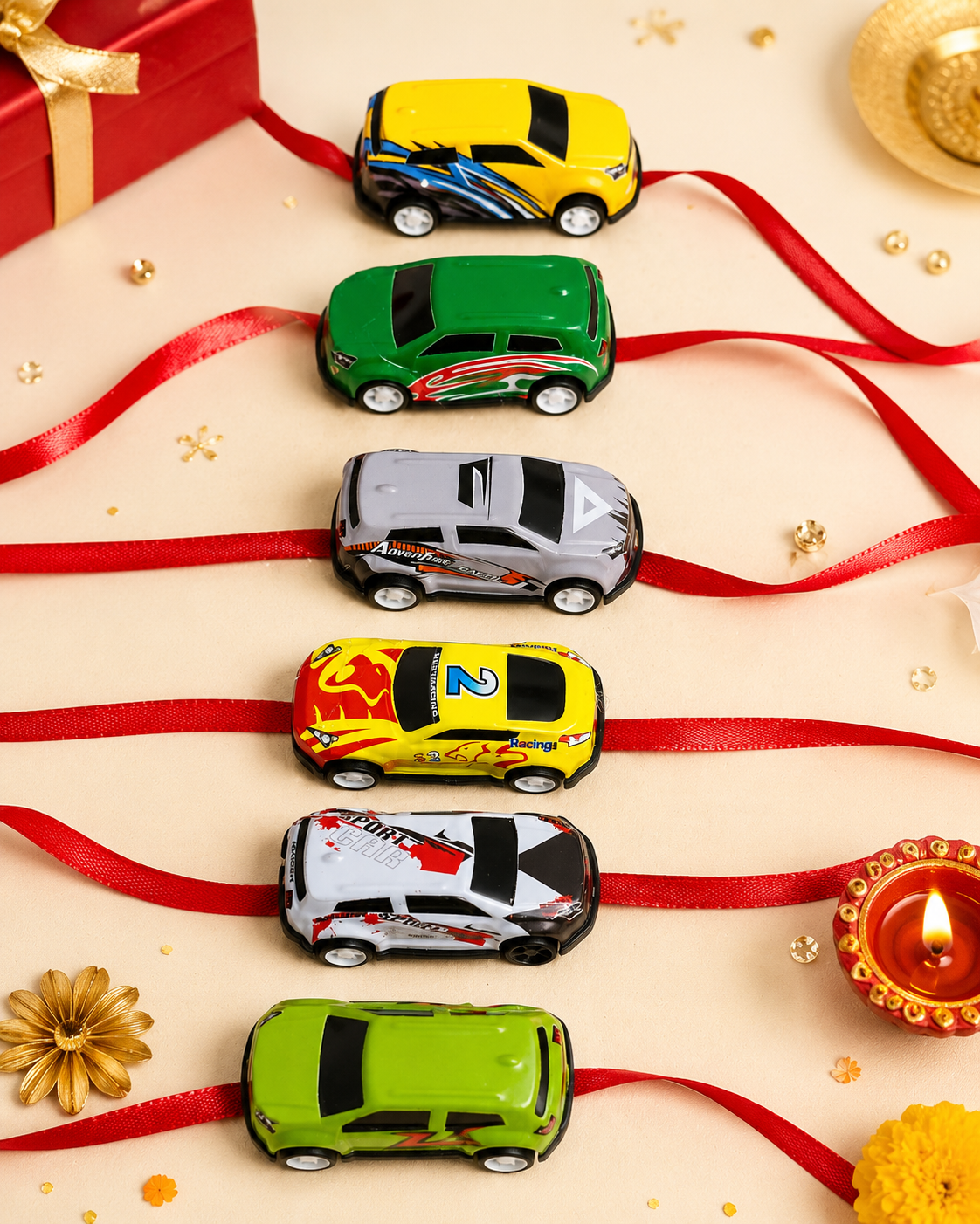 Push Back Toy Car Rakhi for Brother | Racing Car Rakhi with Premium Greeting Card | Reusable Rakhi Gift | Fun Raksha Bandhan Gift for Kids & Brothers