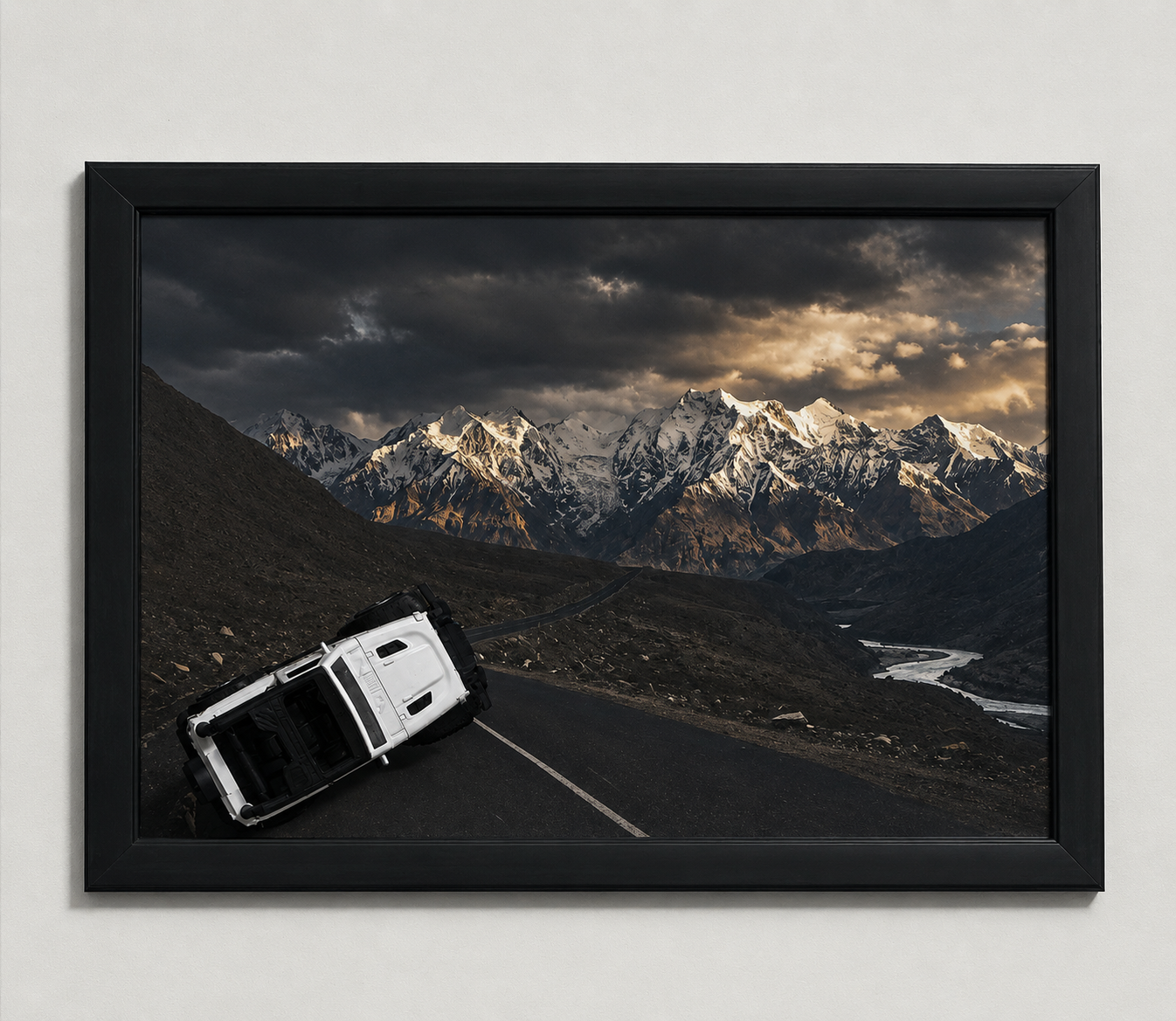 3D Thar Mountain Adventure Wall Frame | Premium Die-Cast Car Wall Art | Automotive Home Décor