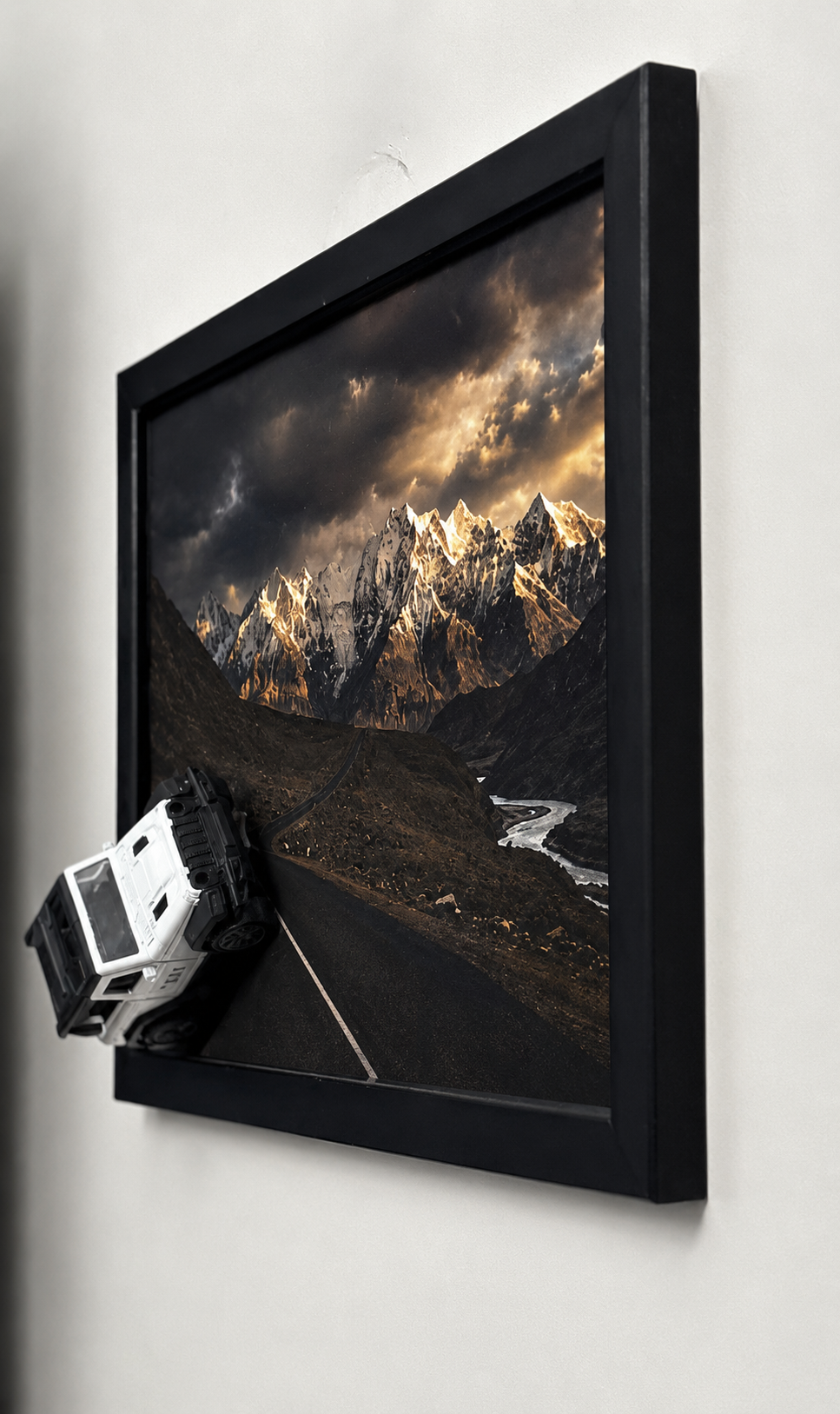 3D Thar Mountain Adventure Wall Frame | Premium Die-Cast Car Wall Art | Automotive Home Décor